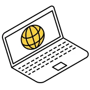 地球儀の画面のノートパソコンのイラスト