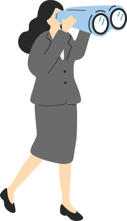 双眼鏡を覗く女性のイラスト